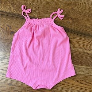 Pink Ribbed Baby Romper